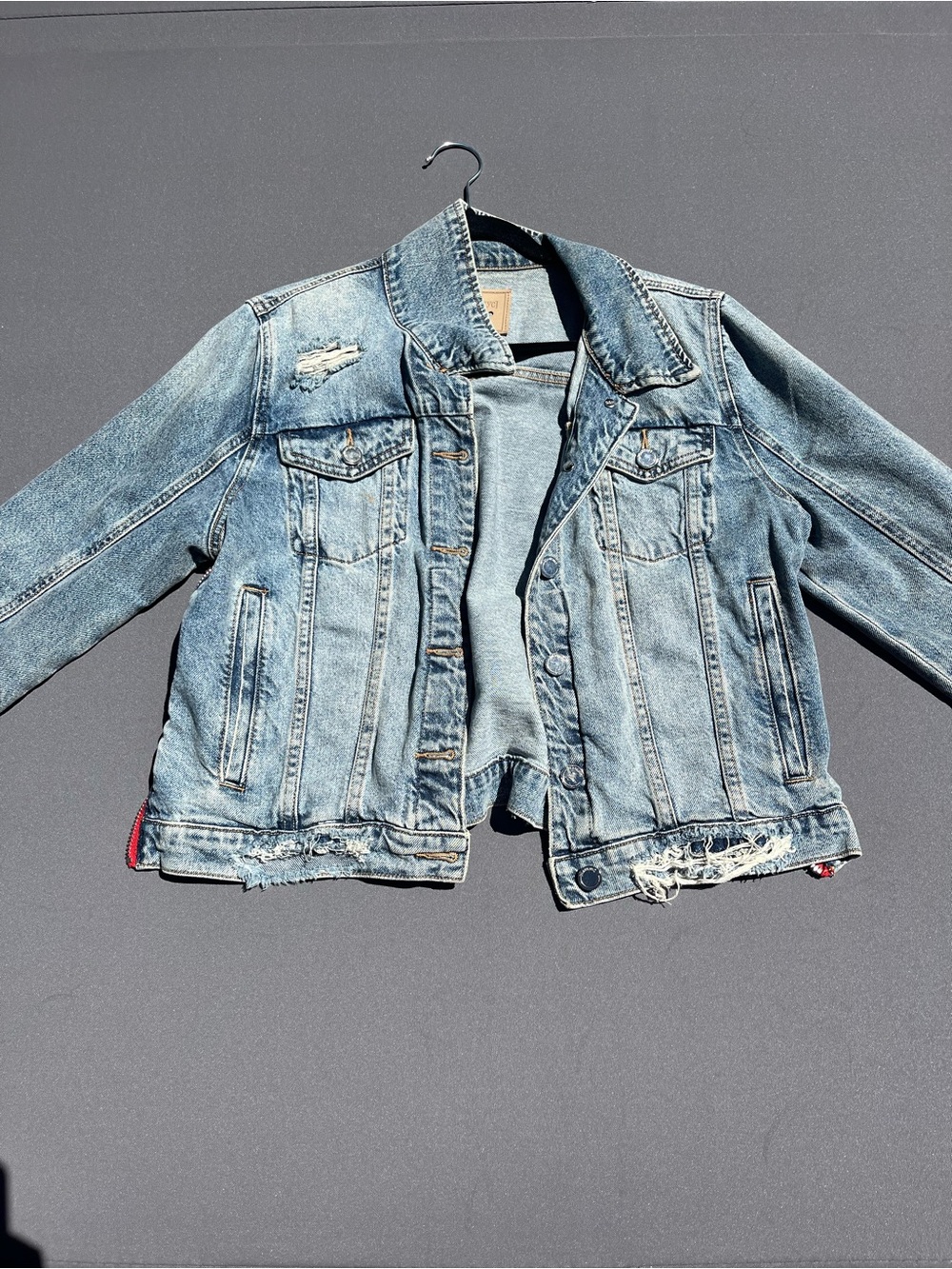 BLANKNYC Distressed Light Blue Denim Jacket
